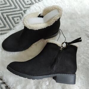 A.N.A. Memory Foam Black Faux Suede Ankle Boots 6M